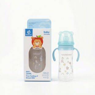 Wide-neck 300ml large-capacity baby bottle, food-grade PP, high-temperature resistant, anti-drop, drinking bottle for infants, wholesale
