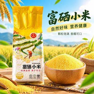 Selenium-enriched yellow millet, raw materials for homemade multigrain millet porridge, bagged whole grain, wholesale supply in bulk, organic