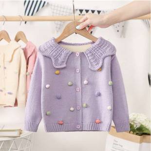Girls' Knitted Cardigan Jacket, Fashionable Kidsren's New Baby Autumn Clothing, Korean Style Kidsren's Knitted Knitwear, Trendy Outer Wear