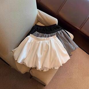 White Floral High-Waisted A-Line Mini Skirt for Women, Summer Style, Anti-Exposure, Puffy, Ultra-Short, Petite Size