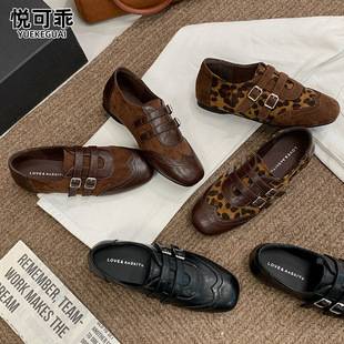 Genuine leather retro flat loafers for women, 2026 autumn new super popular British style small leather shoes, Mary Jane shoes