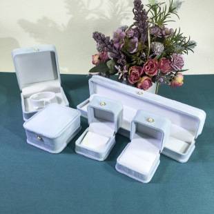 Ice Blue Waist Pearl Buckle Earring Box Fashion Pearl Jewelry Packaging Box Velvet Jewelry Box Necklace Box