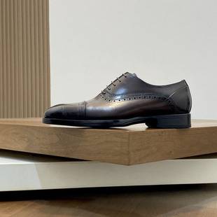 Goodyear handmade men's shoes, swallowtail carved Oxford style, gentleman's formal business shoes, breathable, genuine leather sole, top-layer calfskin