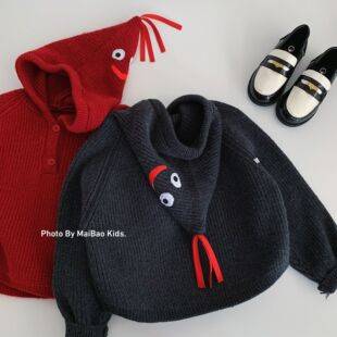 Maibao Children's Sweater 2026 Spring and Autumn New Style Boys' Solid Color Hooded Knit Pullover Girls' Autumn Clothing Wholesale