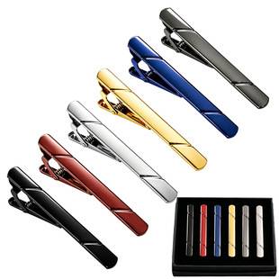 6Pcs Set of Tie Clips Amazon Cross-Border New Style Diagonal Tie Clips for Men's Shirts and Suits