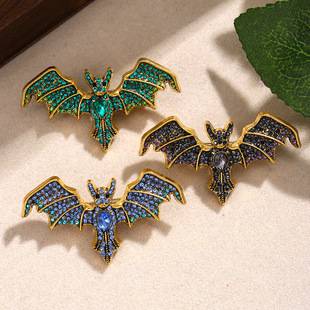 Cross-border New Devil Bat Brooch Retro Men's and Women's Clothes Accessories Environmental Protection Corsage Silk Towel Buckle Clothing Shoe Buckle