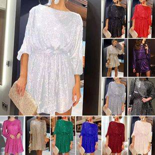 2026 European and American Independent Website Amazon Aliexpress Holiday Party Sparkling Sequin Dress Mini Dress