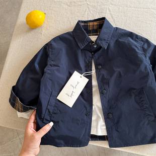 Children's Jacket 2026 Autumn New Product: Reversible Jacket for Boys and Girls, Baby Plaid Shirt Jacket, Trendy