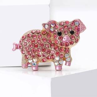 Animal Pink Brooch New Diamond-Encrusted Pink Pig Brooch Fashionable and Exquisite Clothing Personalized Versatile Corsage