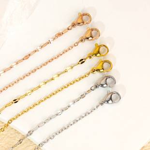Stainless Steel O-Chain Lip Chain Bare Chain Flat Cross Chain Clavicle Necklace Unisex Versatile Vacuum Electroplated Necklace