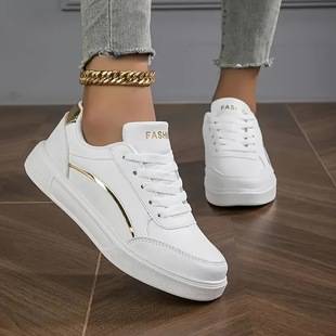 2025 Spring and Autumn New Versatile Student White Shoes Women's Sports Flat Casual Thick Sole Height Increasing Sneakers Cross-Border Wholesale