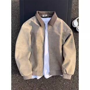 Stylish and cool Harrington PU leather stand-up collar autumn motorcycle leather jacket for men, American style casual trendy brand
