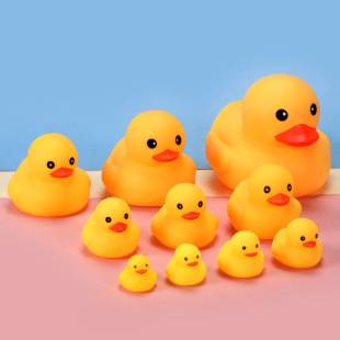 Vinyl Squeaky Little Duck Baby Bath Toy Children's Swimming Pool Water Play Hong Kong Version Little Yellow Duck Sound Toy