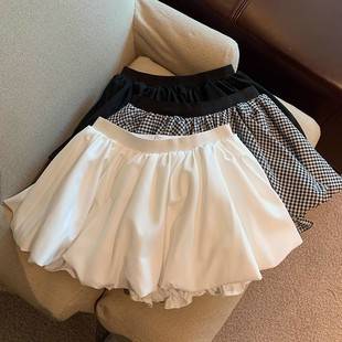 Overskirt Hot Girl Anti-Glow Puffy Short Skirt Pants White Bud Skirt Women's Summer Small High Waist A- Line