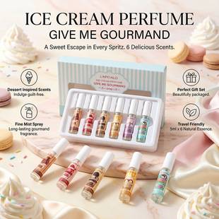 LAPEIALO Ice Cream Perfume 6-Piece Gift Set, Gourmand Milk Scent, Light Fragrance, Mini Portable Spray Bottle
