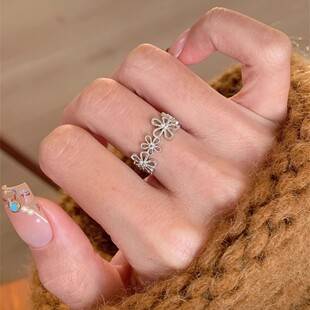Lace Wreath Hollow Flower Ring Gentle Temperament Niche High-end Finger Ring Open for Women