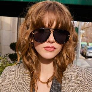 New style aviator sunglasses for women, European and American internet celebrity cross-border fashion glasses, retro large-frame sunglasses for men, frog-eye glasses