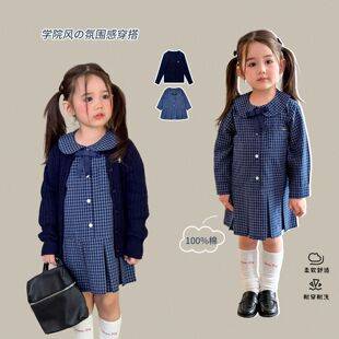 Weimu children's clothing girls' dress autumn school style children's plaid pleated dress princess dress A-class baby dress
