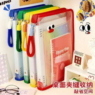Transparent Large-Capacity Zipper Tote Bag with Bracelet for Students, Popular on Social Media, for Storing Textbooks, Test Papers, and Miscellaneous Items