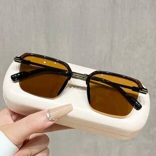 2026 New European and American Fashion Trendy Sunglasses, Prescription Glasses, One-Piece Sunglasses, Large Semi-Rim Square Sunglasses