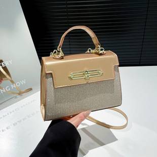 Trendy Retro Texture 2025 Simple Summer New Fashion Casual Patchwork Crossbody Handbag Shoulder Small Square Bag
