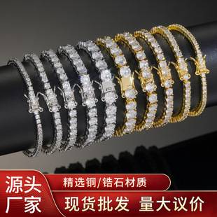 European and American Cross-Border New Style 2-6mm Zircon Tennis Bracelet Jewelry for Women, Hip-Hop Men's Hot-Selling Jewelry Accessories Necklace