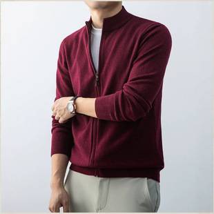 Men's Zipper Stand Collar Sweater Jacket, American Retro Knit Warm Cardigan, Comfortable and Warm for Autumn and Winter, Trendy Long Sleeve, Drop Shipping Available
