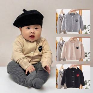 Newborn Knitted Cardigan 2025 New Children's Clothing Sweater Spring and Autum Baby Round Neck Pure Color Jacket Boys and Girls Cotton