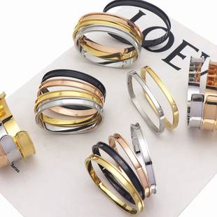 Titanium Steel DIY Leather Bracelet Middle Ancient Jewelry High-grade Sense Old Unpacking Groove Hardware Material Cloth Bracelet Ins