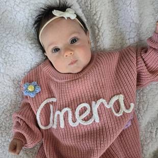 Hand Embroidery Name Color Dot Children's Sweater Cotton Baby Embroidery Christmas Birthday Etsy diy