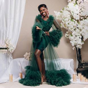 Bridal Prom Dress Shooting Fluffy Tulle Robe Pregnant Women Wedding Party Dress Bridal Boudoir Pajamas Pregnant Women