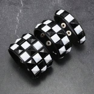 European and American Cross-Border Hot Selling Black and White Square Nail Punk Bracelet Personalized Street Rivet Couple Bracelet Wrist Strap Accessories