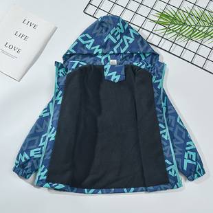 Children's Clothing Spring & Fall New Boys' Velvet Windproof Jacket Kidsren's Baby Jacket Jacket Hooded Windbreaker 3-15