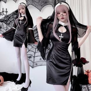 Halloween adult cosplay costume vampire nun costume cross dark Gothic style cos role play