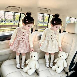 New style two-piece children's dress for girls, stylish princess style, spring and autumn, for little girls and toddlers, long-sleeved princess dress