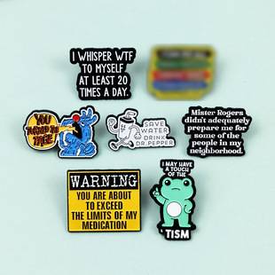 Personalized English Quotes Metal Brooch Cartoon Frog Animation Character Accessory Badge Bag Decoration Cross-Border Ready Stock
