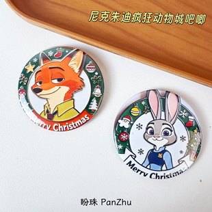 Zootopia 2 Metal Badge Nick Fridge Magnet Cp Judy Badge Cartoon Versatile Decoration