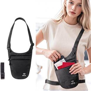 Travel Personal Waist Bag for Men and Women, Anti-Theft Underarm Pouch for Passports, Documents, Money, Invisible Running Sports Ultra-Thin Shoulder Crossbody Bag