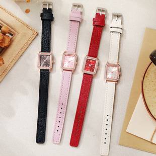 Cross-Border Popular Square Diamond-Encrusted High-End Women's Watch Korean Style Business Retro Belt Fashion Versatile Women's Watch