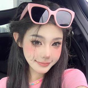 New Summer European and American Concave Style Internet Celebrity Sunglasses Ins Trendy Thick Leg Generous Frame light blue Sunglasses for Women