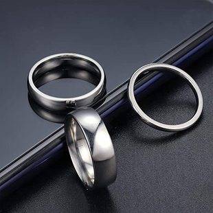 European and American Cross-Border Titanium Steel Ring for Women, Non-Fading, Glossy, Simple Plain Ring, 2 4 6mm Stainless Steel Niche Ring