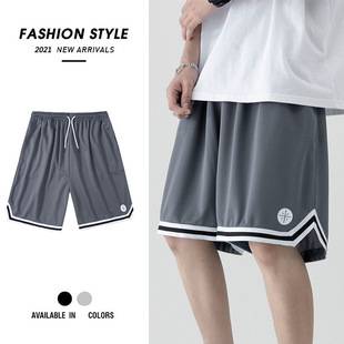 Sports Shorts Men's Loose Ice Silk Casual Basketball Pants Summer Thin Trendy Wide-leg Night Run Five-point Medium Pants