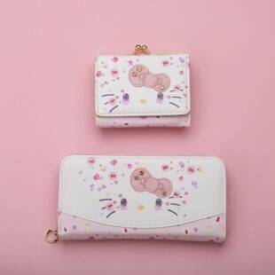 Cross-Border Hot-Selling Japanese-Style Cat Wallet, Children's Wallet, Fashionable and Cute Card Holder, Leather Wallet, Coin Purse, Storage Small Bag