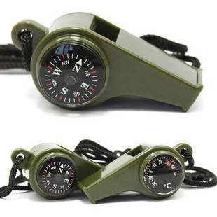 Outdoor multi-function three-in-one whistle life-saving whistle with compass thermometer competition referee whistle