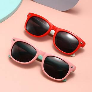 Cross-Border New Children's Silicone Leg Sunglasses for Boys and Girls Square Frame Fashion Polarized Glasses Outdoor Sunshade Baby Sunglasses