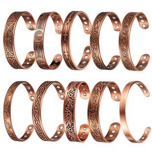 European and American Amazon antique brushed bronze magnetic bracelet vintage bracelet ring bracelet set adjustable open jewelry