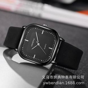 Foreign Trade Hot-Selling New Model Simple Leather Strap Square Men's Watch Quartz Watch Wristwatch Manufacturer Wholesale in Stock