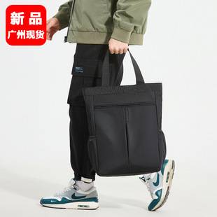 Casual tote bag, lightweight and water-resistant nylon bag, new style business men's shoulder bag, large capacity, suitable for commuting and everyday use