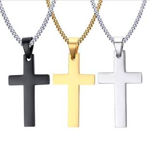 European and American Cross-border Amazon New Metal Cross Necklace Simple Cross Pendant with Chain Necklace Jewelry