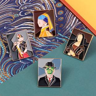 Retro world famous painting badge pin abstract art portrait oil painting clothing accessories brooch art school bag decoration
